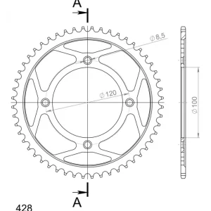 Supersprox Stahl-Kettenrad 428 51Z (Schwarz) Neuheit