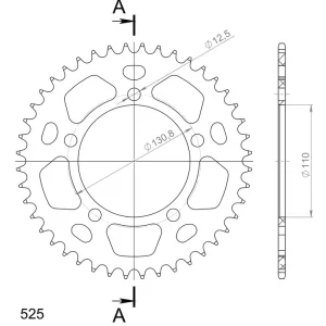 Zertifiziert Supersprox Alu-Kettenrad 525 44Z (Blau)