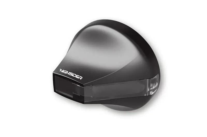 Echt HIGHSIDER pro Flight LED Lenkerendenblinker Gehäuse Schwarz / Linse Rauchgrau (Paar), Vorn