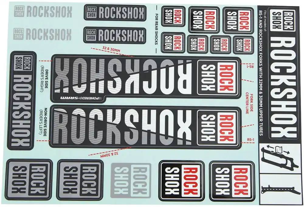Meistverkauft RockShox Dekor Set 30/32 mm weiß-schwarz