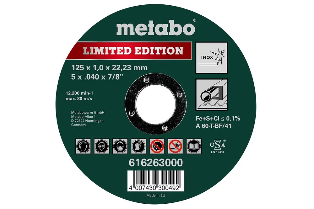 Metabo Limited Edition 125 x 1,0 x 22,23 mmInoxTrennscheibegerade Ausführung Top-Angebot