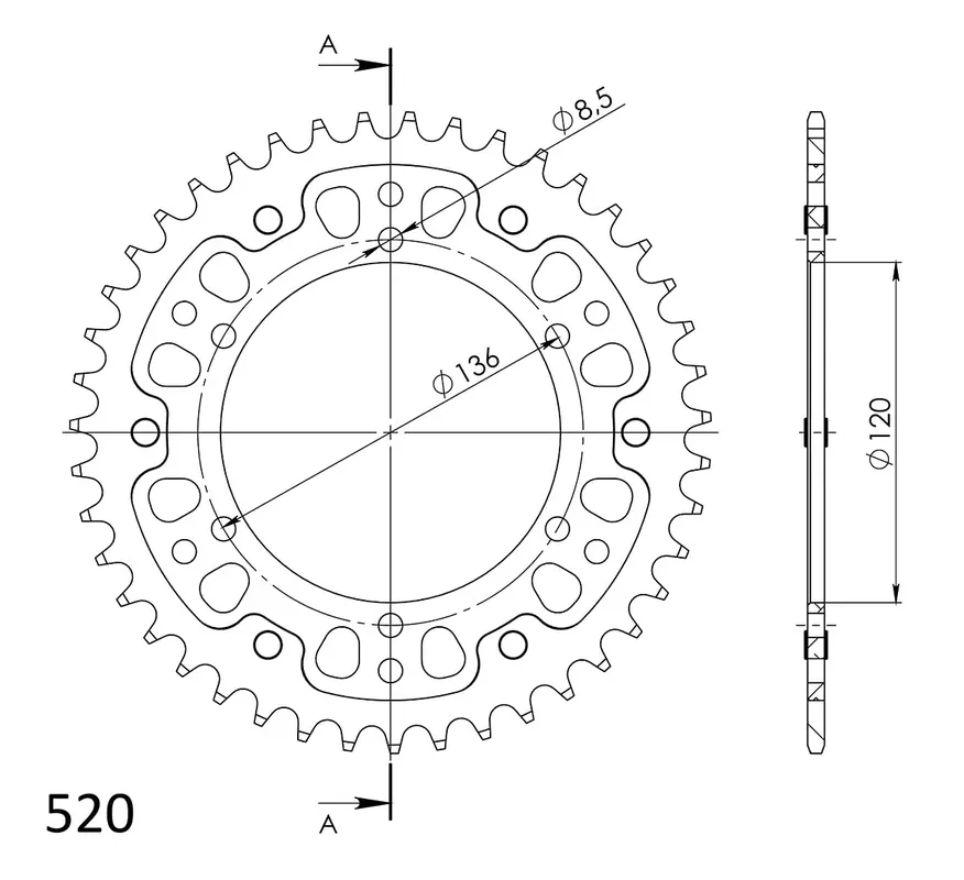 Supersprox Stealth-Kettenrad 520 43Z (Silber) Direktkauf