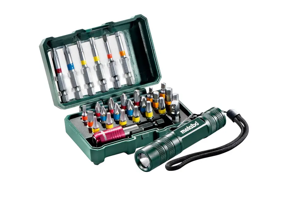 Neue Ware Metabo Bit-Box "SP"29-teilig + Mini Flash light