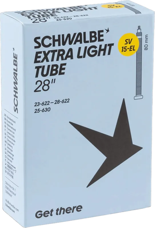 Schwalbe Schlauch Nr. 15-EL Extralight 28 Zoll Sclaverandventil (SV), 80 mm Neue Ware