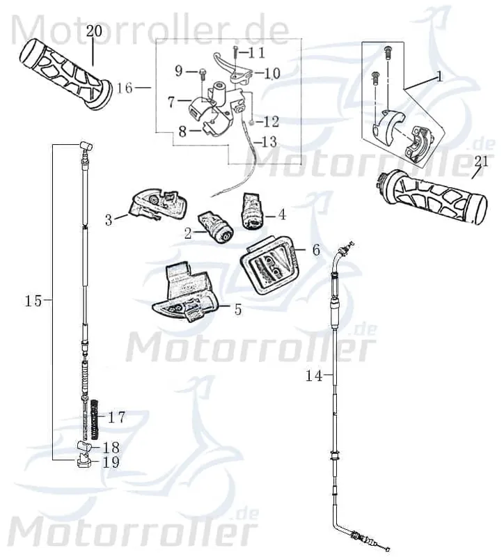 Handgriff links mit Chromkappe D22mm Länge 120mm 700381 Preisreduziert