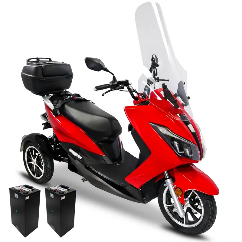 Elektroroller Scoody MX3-25 25 km/h Dreirad Trike E-Roller E-Scooter 1500 Watt mit 2 Akkuboxen, Topcase und Straßenzulassung Neu Im Sortiment
