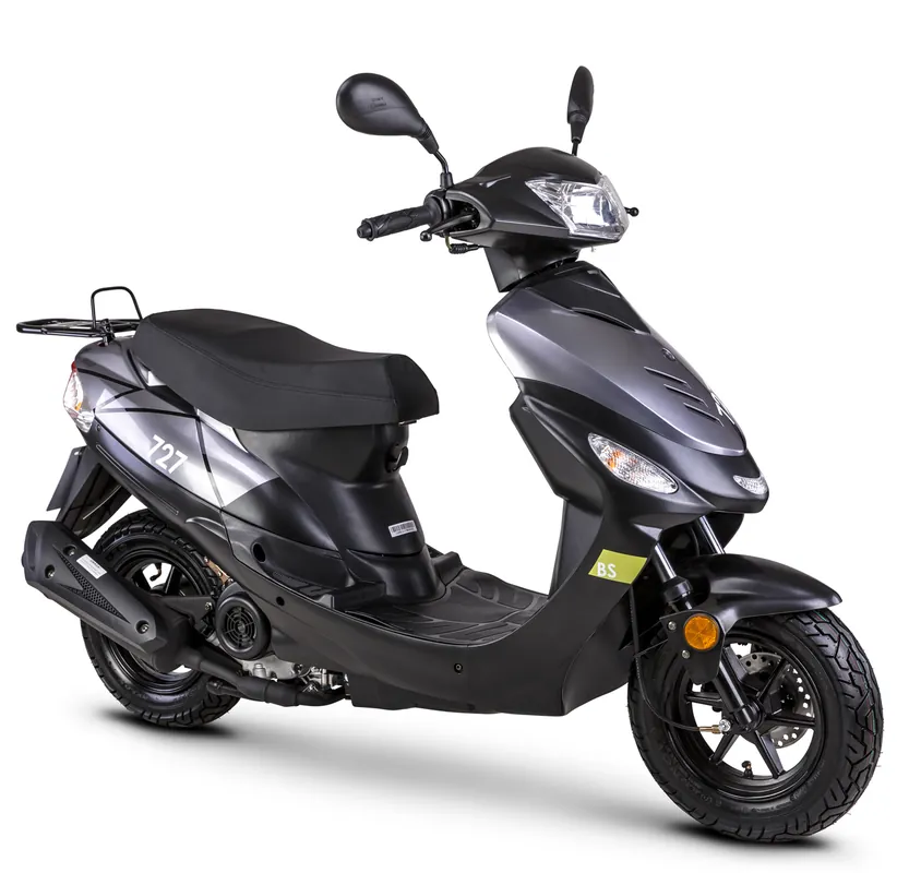 Motorroller GMX 460 Sport R 727 BS 45 km/h 12 Zoll schwarz-silber Euro 5 Mokick Roller Scooter Echt