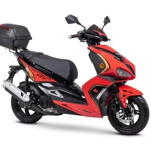 Sale Motorroller Fighter R 777 Sport rot-schwarz 45 km/h Euro 5 mit Topcase Scooter Mokick Roller