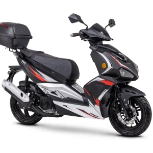 Motorroller Fighter R 777 Sport schwarz-silber 45 km/h Euro 5 mit Topcase Scooter Mokick Roller Garantierte Lieferung