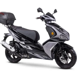 Motorroller Fighter R 777 Sport schwarz-grau 45 km/h Euro 5 mit Topcase Scooter Mokick Roller Zertifiziert
