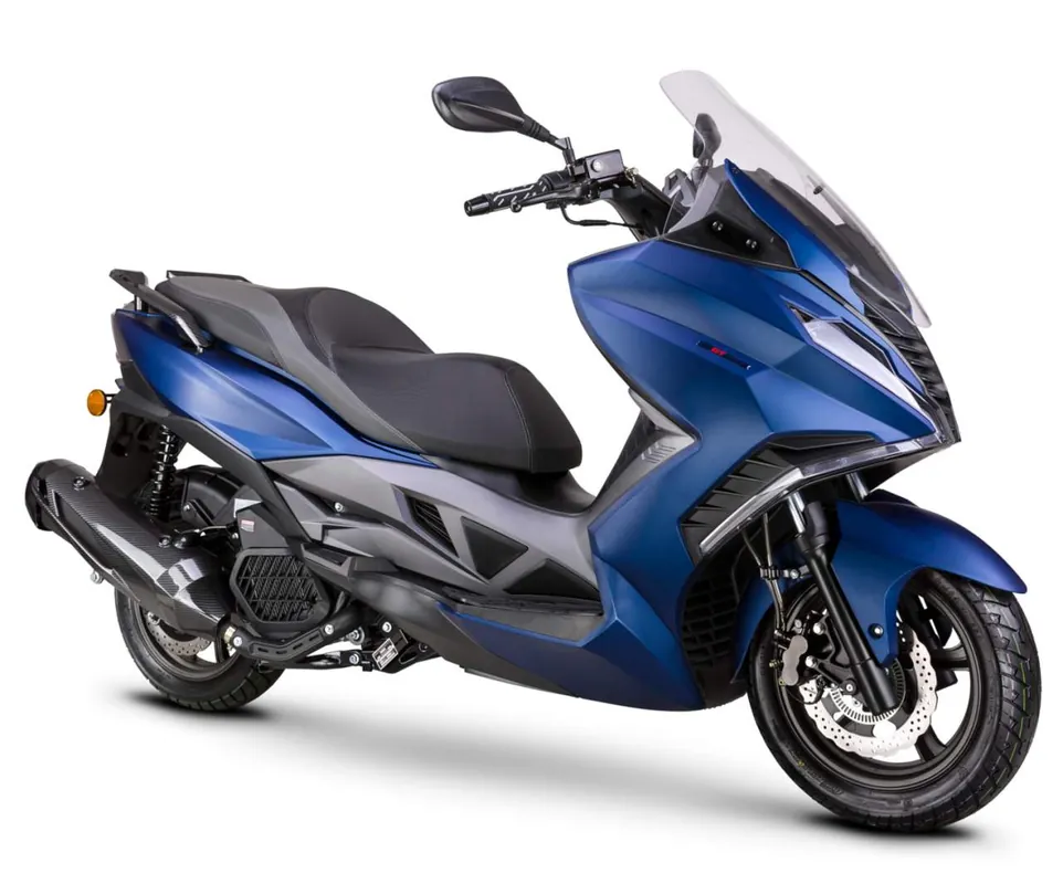 Motorroller Fighter 125 R GT Max blau 95 km/h 4-Ventiler Euro 5+ Großraumroller Leichtkraftrad Scooter 125ccm Mega-Angebot