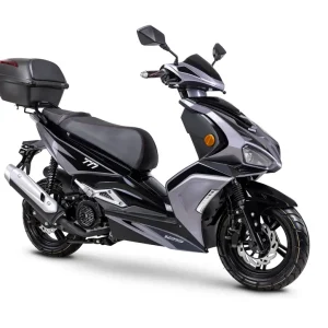 Günstig Motorroller Fighter 125 R 777 Sport schwarz-grau 85 km/h Euro 5+ mit Topcase Scooter Mokick Roller