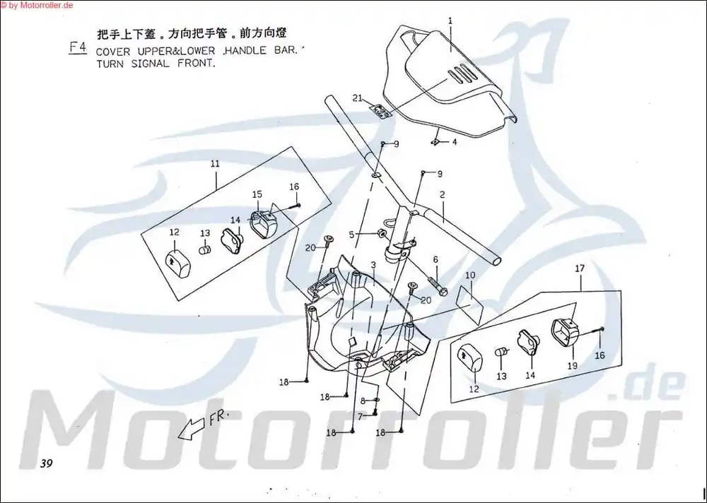 PGO Big Max 90 Lenkerverkleidung 90ccm 2Takt P1613001000 Frontverkleidung Frontschürze Frontmaske Lenkerabdeckung Front-Cover Scooter Top-Seller