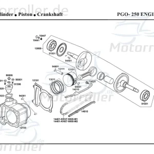 Günstig PGO Bugrider 250 Kolbenbolzen 50ccm 2Takt 13111-KHE7-900.2 Piston-Pins Kolben-Bolzen Pleuelbolzen Pleuel-Bolzen Pistonpin Pistonpins