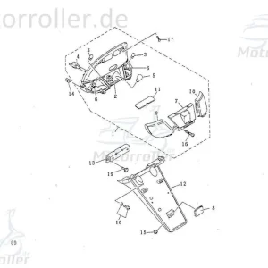 Ausverkauf Halter Rückleuchte alt schwarz Motorroller 50cc 74090