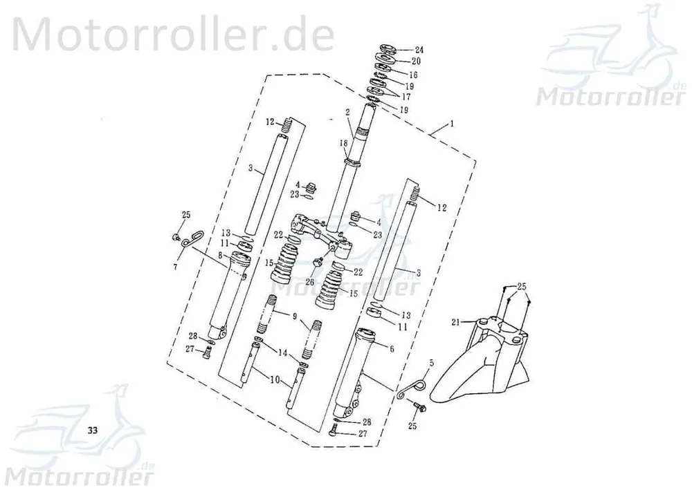 Aktuell Rex Scooter 50 Stoßdämpfer vorn rechts 74115 Gabelbein Gabelholm Kreidler Flory 50