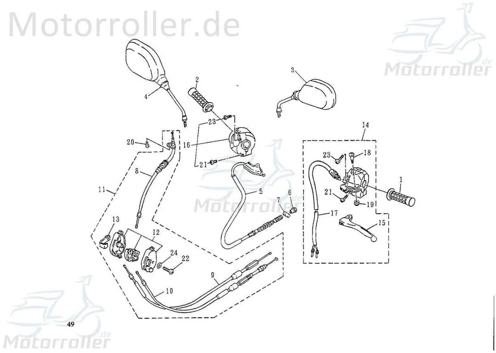 Sofort Bestellen Griffgummi links Griff Lenkeranbauteile Motorrad 74755