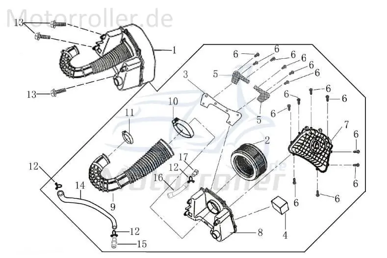Expressversand Rex RS1100 Luftfilterdeckel Roller 125ccm 4Takt 701360 Luftfilterabdeckung Luftfilterkasten- Luftfiltergehäusedeckel 125ccm-4Takt