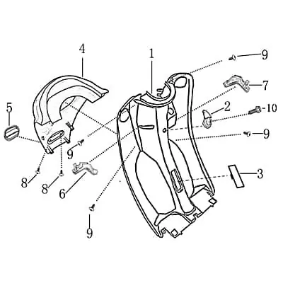Neu Helmhaken Frontverkleidung Fussraumverkleidung 701594