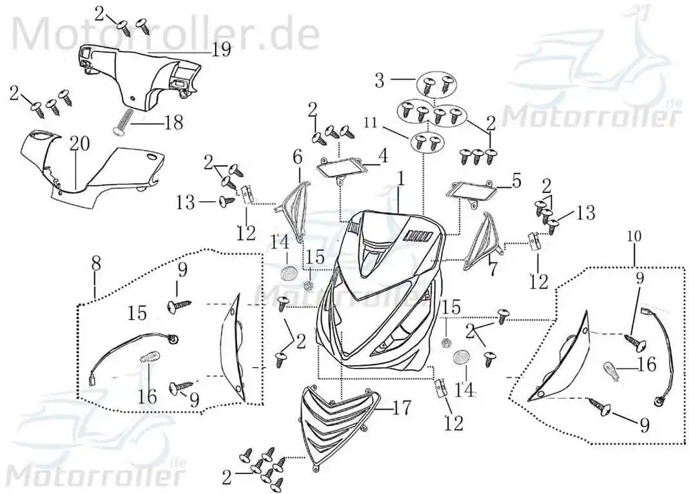 Bestpreis Scheinwerferverkleidung Frontmaske AGM-MOTORS 1020401-2