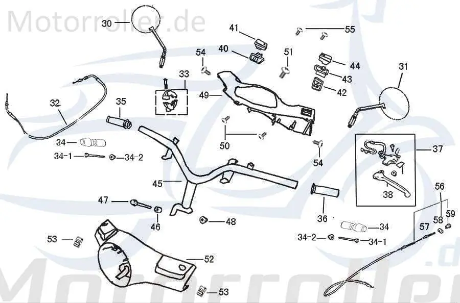 Lenker 53100-ALA6-9000 Lenkung Lenkstange Lenkwelle Lenk-Stange Zweiradlenker Rollerlenker Mokick Schnäppchen