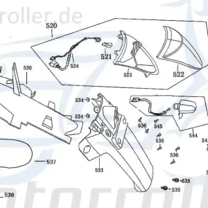 Rex Bergamo 50 Kotflügel hinten 50ccm 4Takt 80104-F8-9000 Spritzschutz Schutzblech Schutz-Blech Radabdeckung Innenkotflügel Radlauf Neue Ware