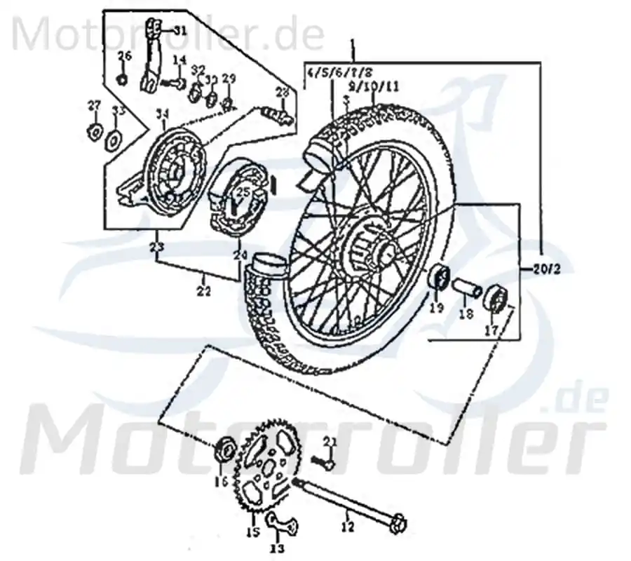 Kracherpreis Hinterradnabe kpl FIG.C31-20 SUPERMOTO/ENDURO 125