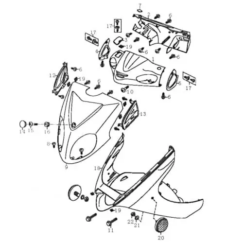 Direktkauf Rex RS125 Lenkerverkleidung schwarz 125ccm 4Takt FIG 29-1-2 Frontverkleidung Frontschürze Frontmaske Lenkerabdeckung Front-Cover