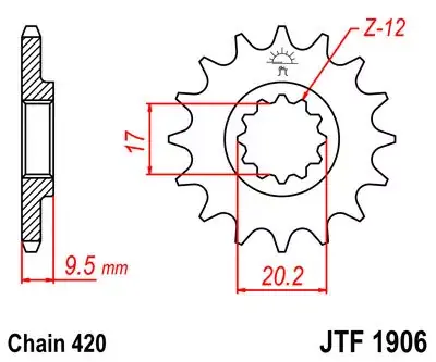 Versand Am Gleichen Tag Ritzel 12Z 420 Feinverzahnt Innen Ø 17/20