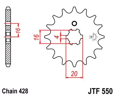 Neu Im Sortiment Ritzel 14Z 428 Grobverzahnt passend für Yamaha DT 80 LC