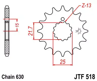 Knallerangebot Ritzel 13Z 630 Feinverzahnt Innen Ø 21,6/25