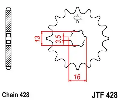 Ritzel 14Z 428 Grobverzahnung 3,5 Innen Ø 13/16 Abverkauf