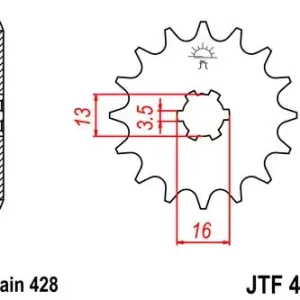 Echt Ritzel 13Z 428 Grobverzahnung 3,5 mm Innen Ø 13/16