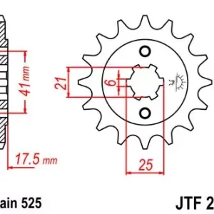 Jetzt Kaufen Ritzel 14Z 525 Grobverzahnt 6 Innen Ø 21/25