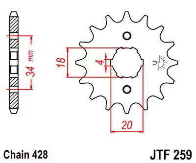 Ritzel 12Z 428 Grobverzahnung Innen Ø 18/20 Neuheit
