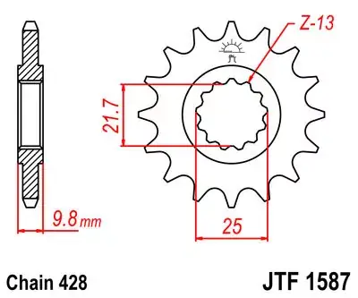 Ritzel 19Z passend für 428 Kette Feinverzahnt Innen Ø 21.6/25 Top-Preis