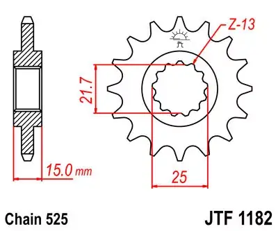 Ritzel 14Z passend für 525 Ketten mit Innen Ø 22/25 Aktuell