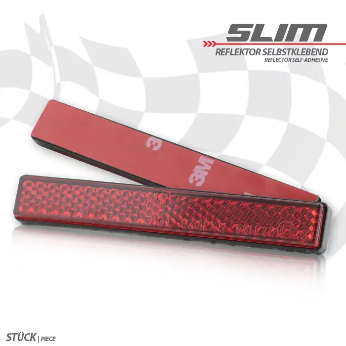 Nur Heute Reflektor Slim rechts rechteckig rot 100x13mm selbstklebend E-geprüft
