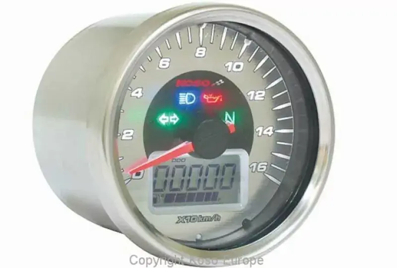 Top-Seller KOSO D64-S LCD Tachometer GP Style rund universal verchromt