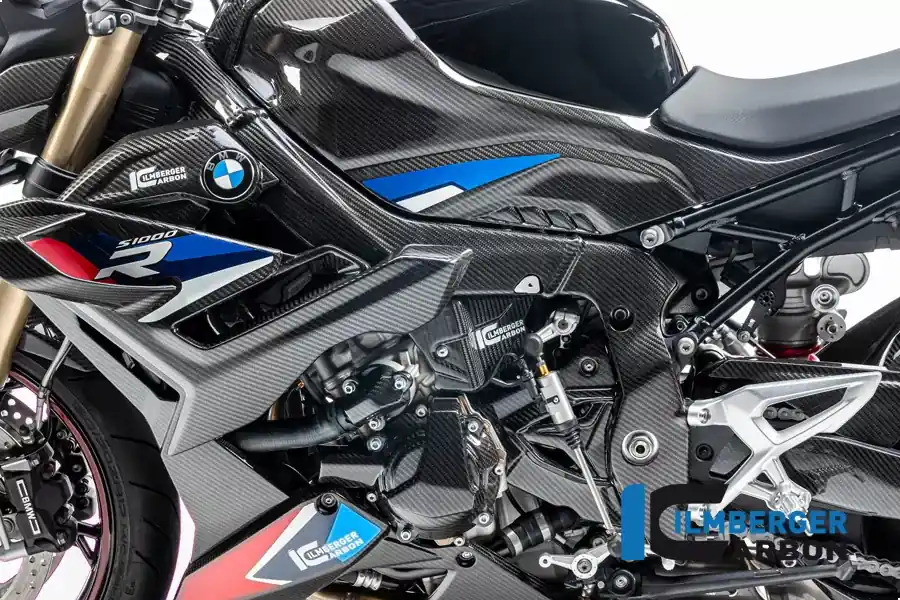 Neu Ilmberger Carbon Wasserkühlerabdeckung links glänzend passend für BMW S1000R ab 2021