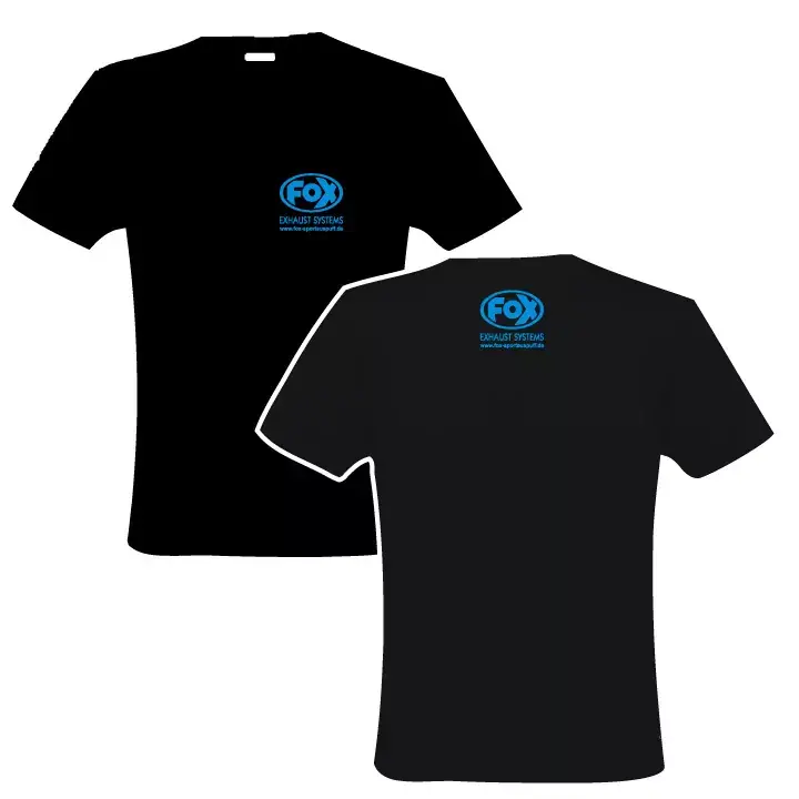 FOX T-Shirt Schwarz mit blauer Schrift Größe S Must-Have