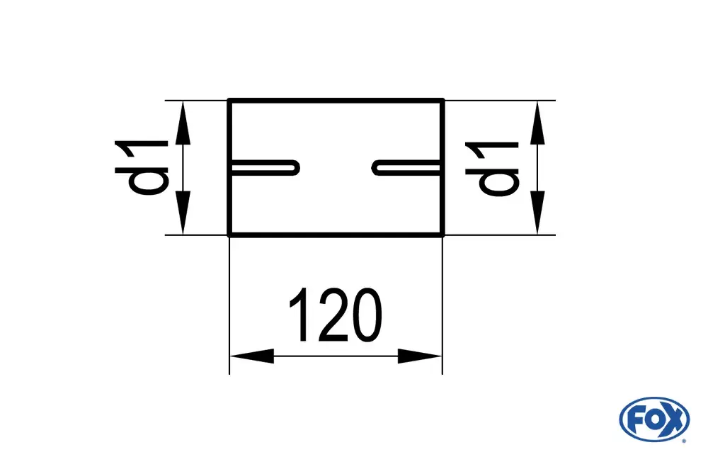 Echt FOX Doppelmuffe Edelstahl Ø60,3mm Länge 120mm beidseitig geschlitzt