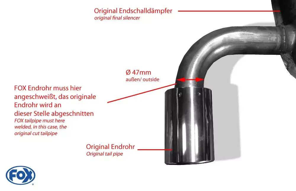 Direktkauf FOX Endrohr passend für Mazda CX5 KE/GH/KF – Edelstahl, 1x100 Typ 16, ABE