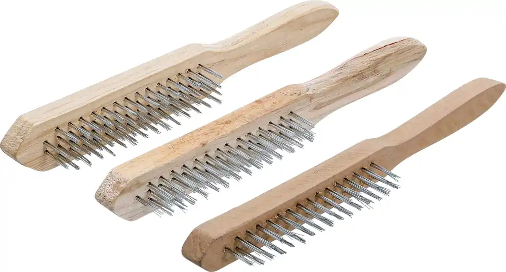 Drahtbürsten-Satz mit Holzstiel 3-tlg. Mega-Angebot
