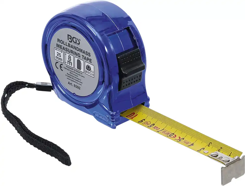 Zertifiziert BGS Rollbandmaß 25 mm x 8 m mit Arretierung und Gürtelclip
