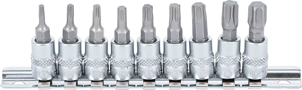 Super-Preis Bit-Einsatz-Satz T-Profil (für Torx) T10–T50 9-tlg. Antrieb Innenvierkant 6,3 mm (1/4 ")