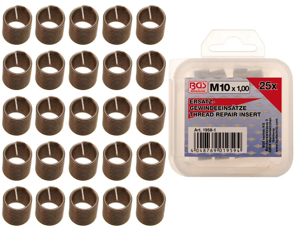 Nur Heute Ersatz-Gewindeeinsätze M10 x 1,0 – 25-teilig