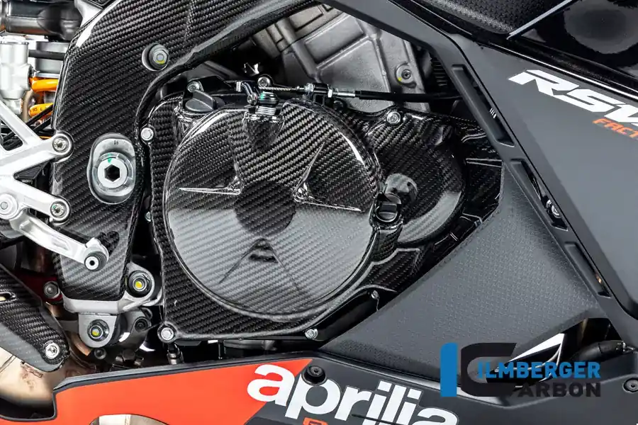 Aktuell Ilmberger Carbon Kupplungsdeckelabdeckung glanz passend für Aprilia RSV4 / Tuono V4 ab 2021