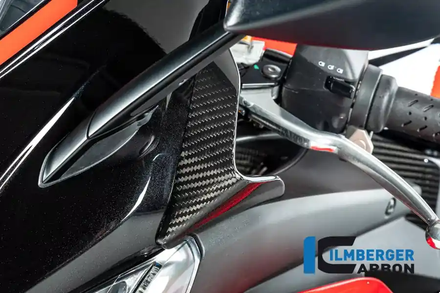 Neue Kollektion Ilmberger Carbon Windabweiser passend für Aprilia RSV4 2021-, links glanz, mit ABE