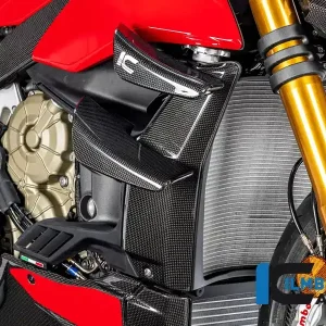 Neue Ware Ilmberger Carbon Wasserkühlerabdeckung rechts glanz passend für Ducati Streetfighter V4